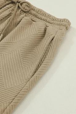 Outlet Dear-Lover Khaki Ultra Loose Textured 2pcs Slouchy Outfit Pale Khaki