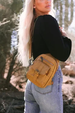 Clearance Dear-Lover Vintage Multi Pockets Sling Bag Khaki