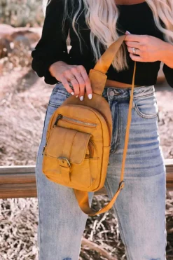Clearance Dear-Lover Vintage Multi Pockets Sling Bag Khaki