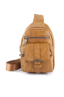 Clearance Dear-Lover Vintage Multi Pockets Sling Bag Khaki