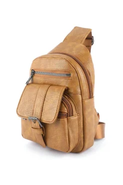 Clearance Dear-Lover Vintage Multi Pockets Sling Bag Khaki