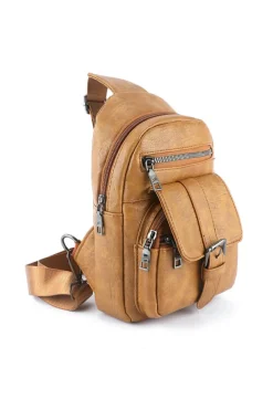 Clearance Dear-Lover Vintage Multi Pockets Sling Bag Khaki