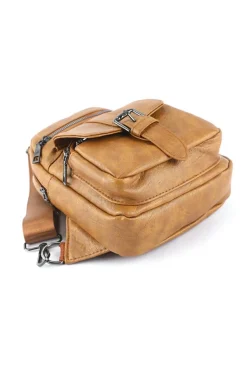 Clearance Dear-Lover Vintage Multi Pockets Sling Bag Khaki