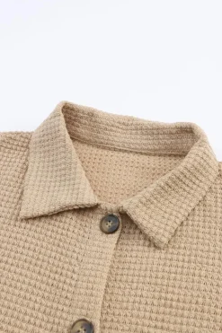 Best Dear-Lover Waffle Knit Button Up Casual Shirt Khaki