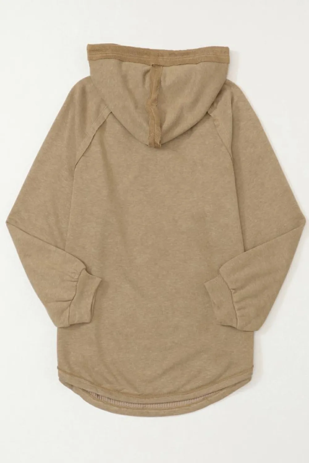 Outlet Dear-Lover Waffled Expose Seam Drawstring Hoodie Khaki
