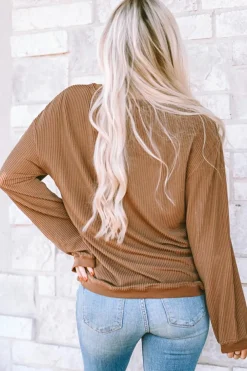 Hot Dear-Lover You Are Loved Print Corduroy Sweatshirt Khaki