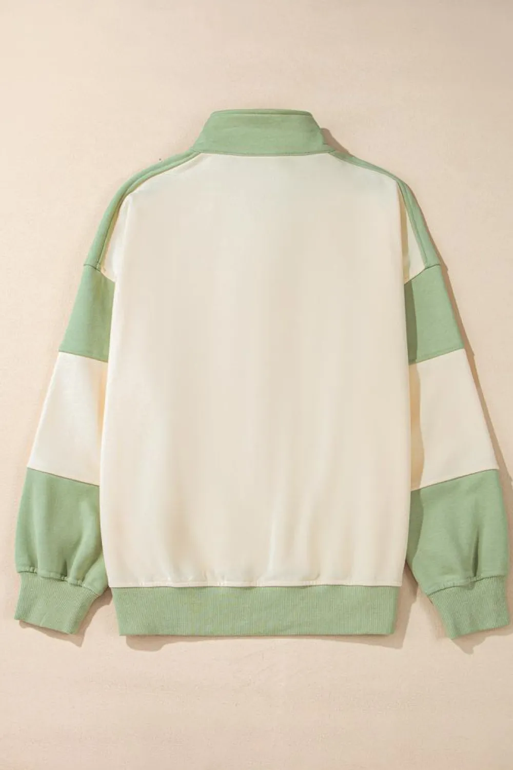 Outlet Dear-Lover Colorblock Patchwork Buttoned Collar Kangaroo Pocket Sweatshirt Laurel Green