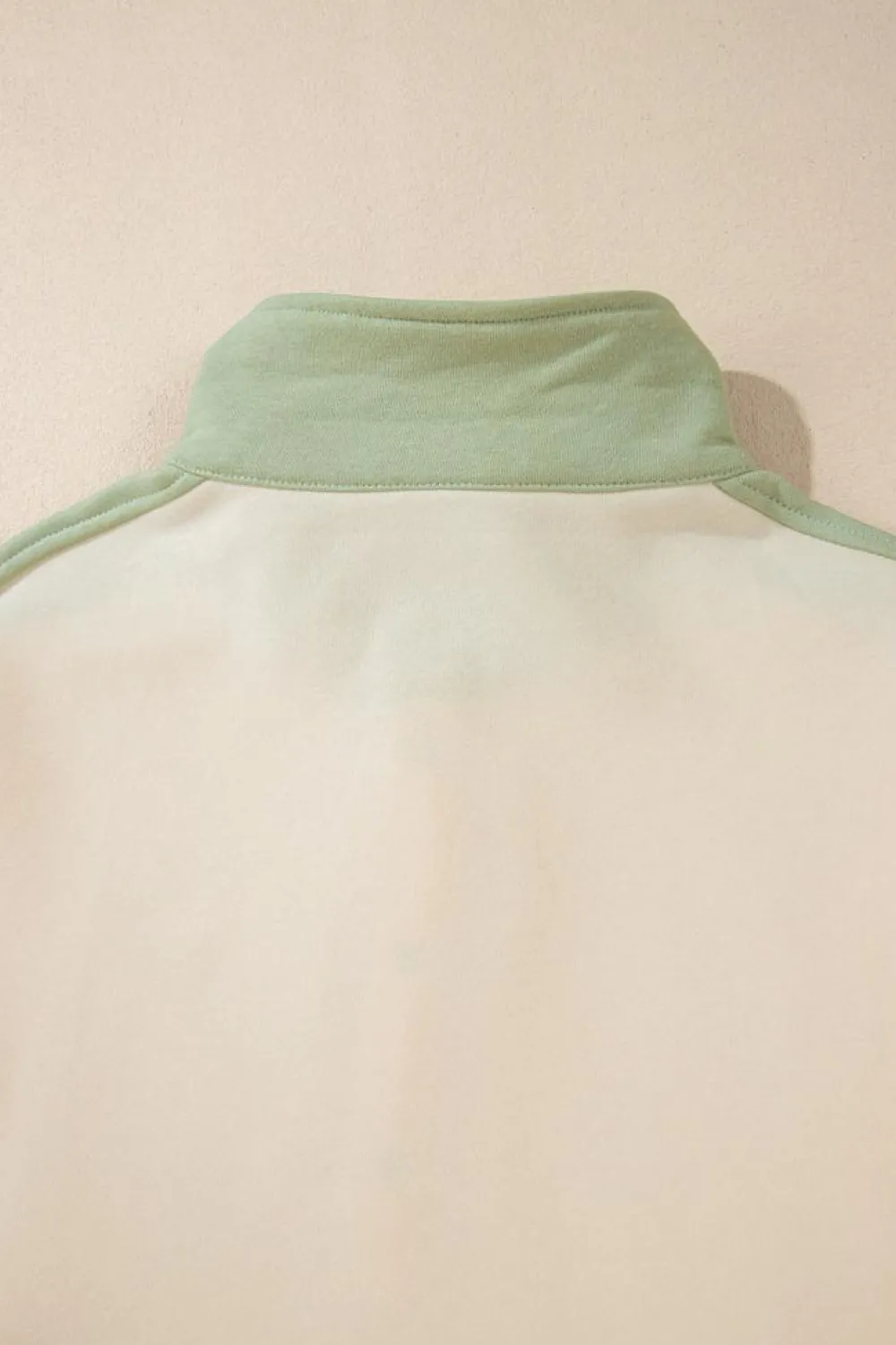 Outlet Dear-Lover Colorblock Patchwork Buttoned Collar Kangaroo Pocket Sweatshirt Laurel Green