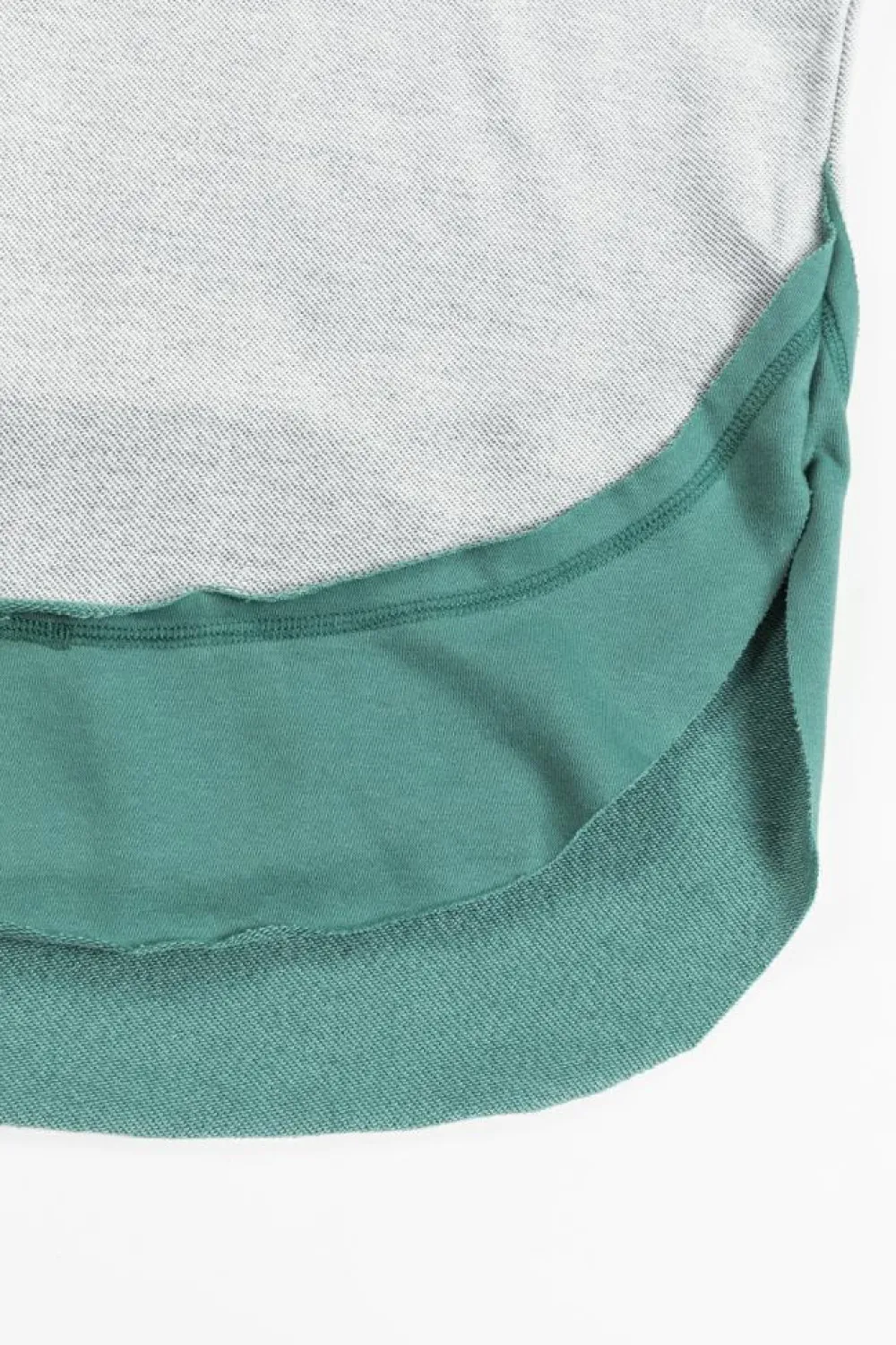 Clearance Dear-Lover Exposed Seam Contrast Edge Notched Neck Sweatshirt Laurel Green