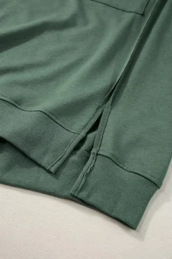 Outlet Dear-Lover Exposed Seam Chest Pocket Split Loose T Shirt Laurel Green