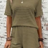 Outlet Dear-Lover Fringe Trim Textured Short Two Piece Set Laurel Green