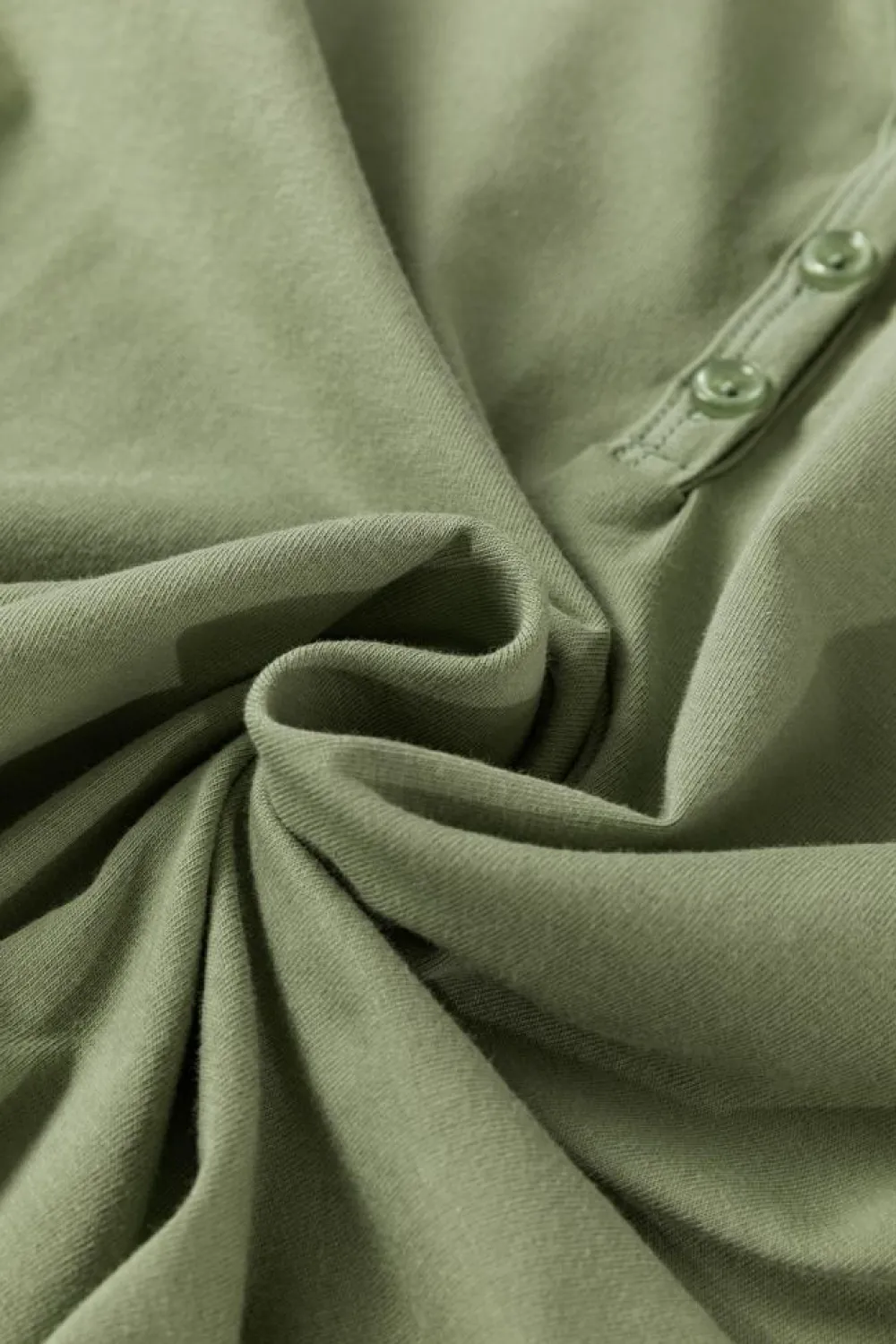Discount Dear-Lover Long Sleeve Buttons V Neck Slim Fit Top Laurel Green
