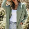 Online Dear-Lover Waffle Knit Open Front Cardigan Laurel Green
