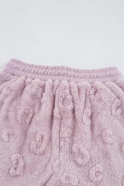 Outlet Dear-Lover Textured Leopard Fleece Loose Two Piece Lounge Set Lavendula
