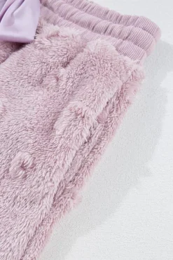 Outlet Dear-Lover Textured Leopard Fleece Loose Two Piece Lounge Set Lavendula