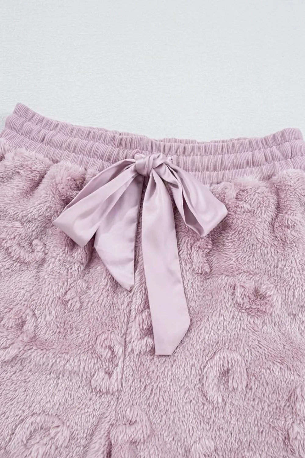 Outlet Dear-Lover Textured Leopard Fleece Loose Two Piece Lounge Set Lavendula