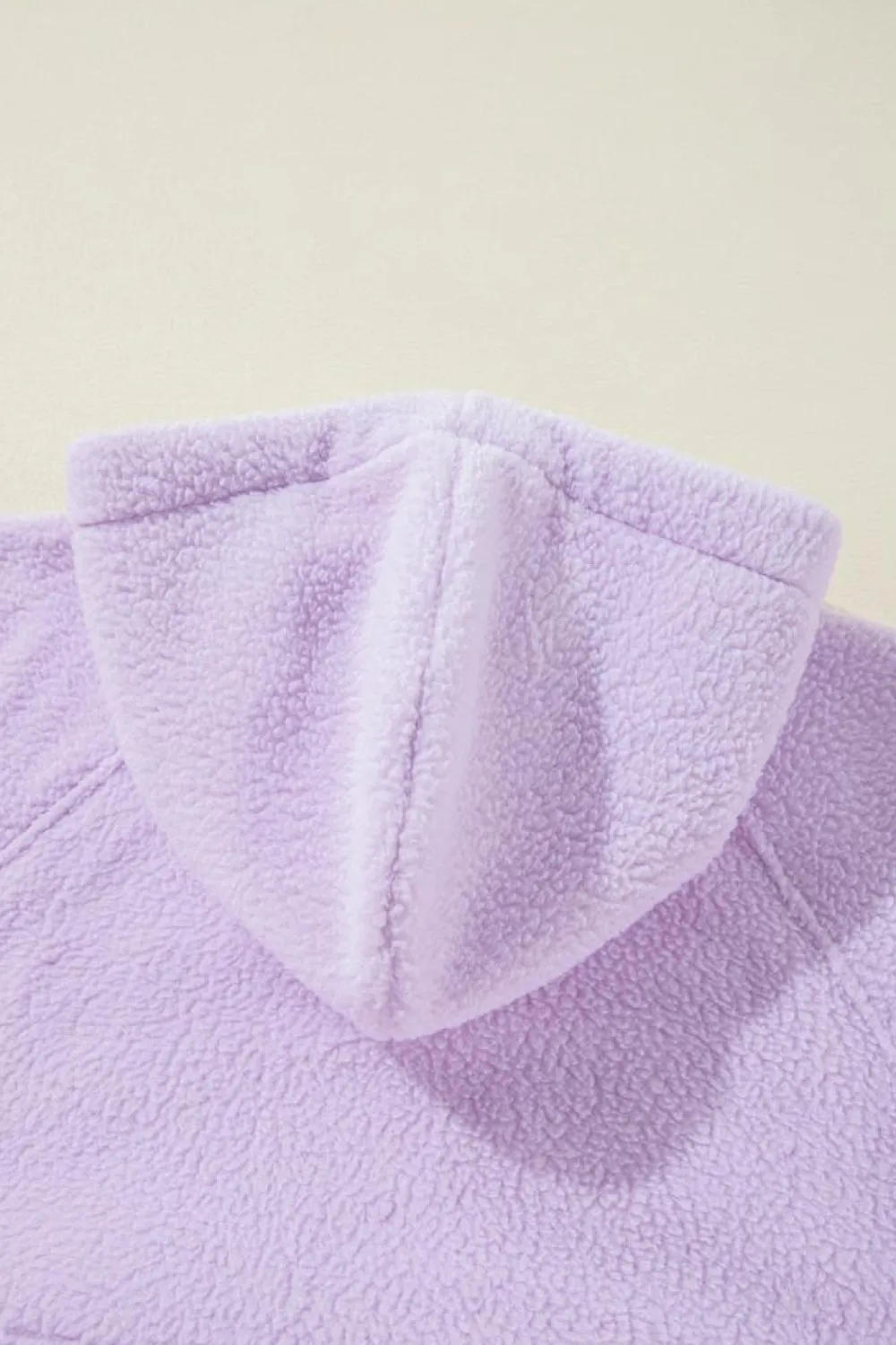 Discount Dear-Lover Zipped Patch Pocket Fuzzy Drawstring Hoodie Lavendula