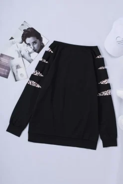 Clearance Dear-Lover Leopard Insert Sweatshirt Black
