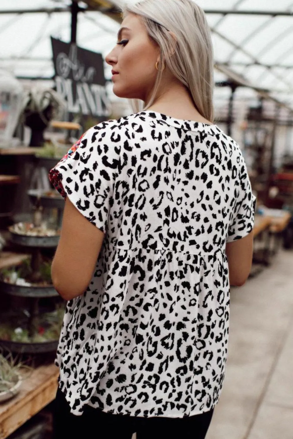 Discount Dear-Lover Mix Print Tassel Tie Blouse Leopard