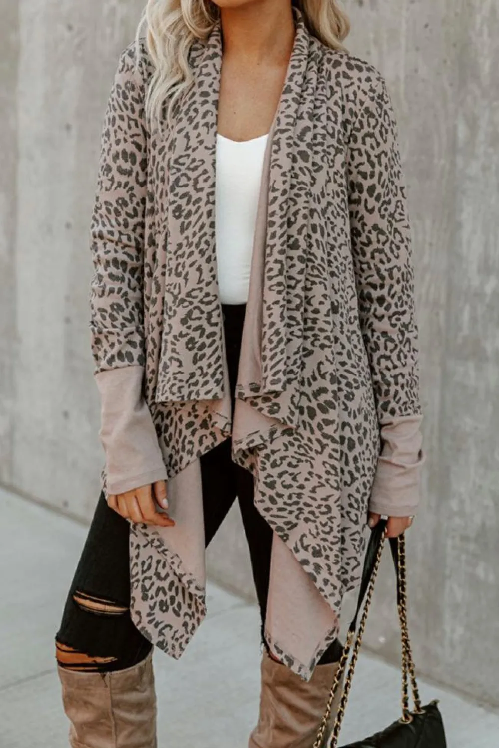 Fashion Dear-Lover Open Front Cardigan Leopard