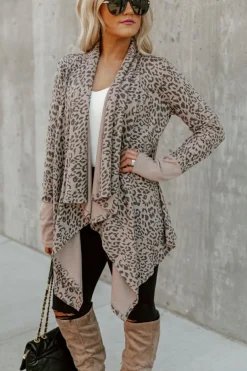 Fashion Dear-Lover Open Front Cardigan Leopard