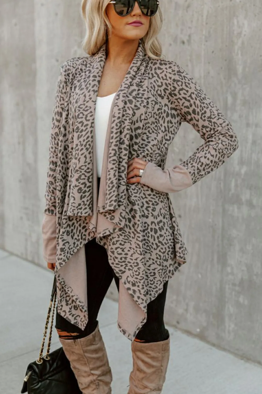 Fashion Dear-Lover Open Front Cardigan Leopard