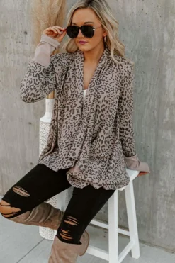 Fashion Dear-Lover Open Front Cardigan Leopard