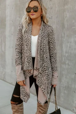 Fashion Dear-Lover Open Front Cardigan Leopard