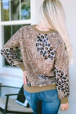 Hot Dear-Lover Print Bleached Long Sleeve Top Leopard