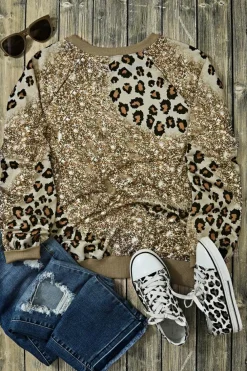 Hot Dear-Lover Print Bleached Long Sleeve Top Leopard