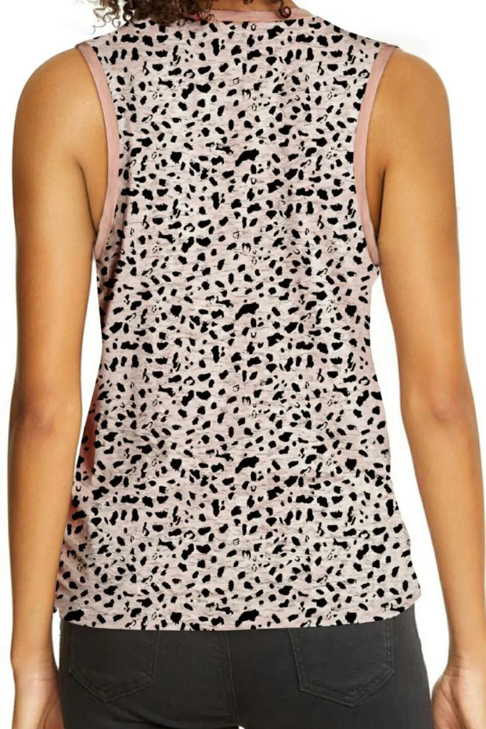 Hot Dear-Lover Print Round Neck Tank Top Leopard