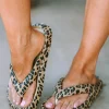 Clearance Dear-Lover Print Thick Sole Flip Flops Leopard