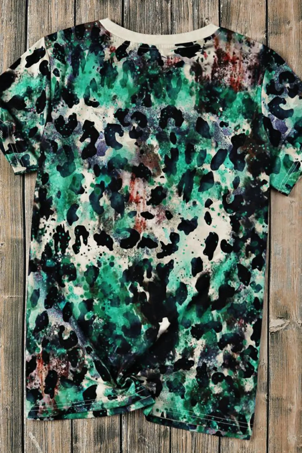 Fashion Dear-Lover Tie Dye MAMA Bow Print Graphic Tee Leopard