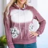 Online Dear-Lover Leopard Tie Dye Print Kangaroo Pocket Pullover Hoodie Fiery Red