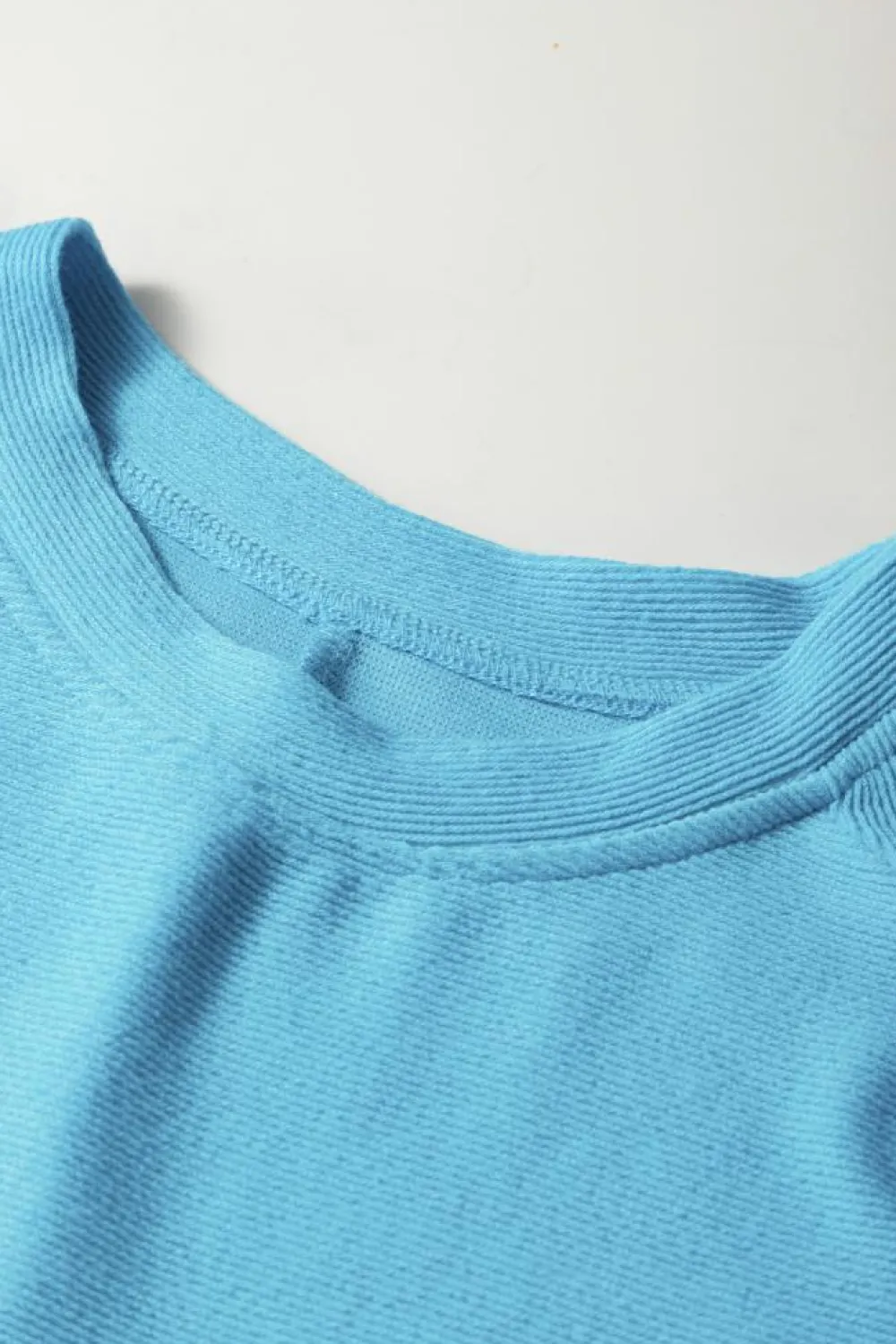 Outlet Dear-Lover Bubble Sleeve Solid Color Elegant T-Shirt Light Blue