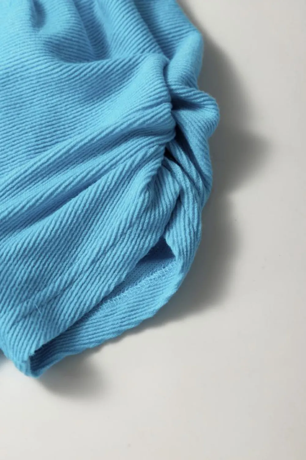 Outlet Dear-Lover Bubble Sleeve Solid Color Elegant T-Shirt Light Blue