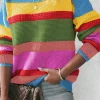 Fashion Dear-Lover Colorblock Mixed Textured Drop Shoulder Sweater Light Blue