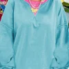 Outlet Dear-Lover Colorblock Patchwork Crew Neck Loose Sweatshirt Light Blue