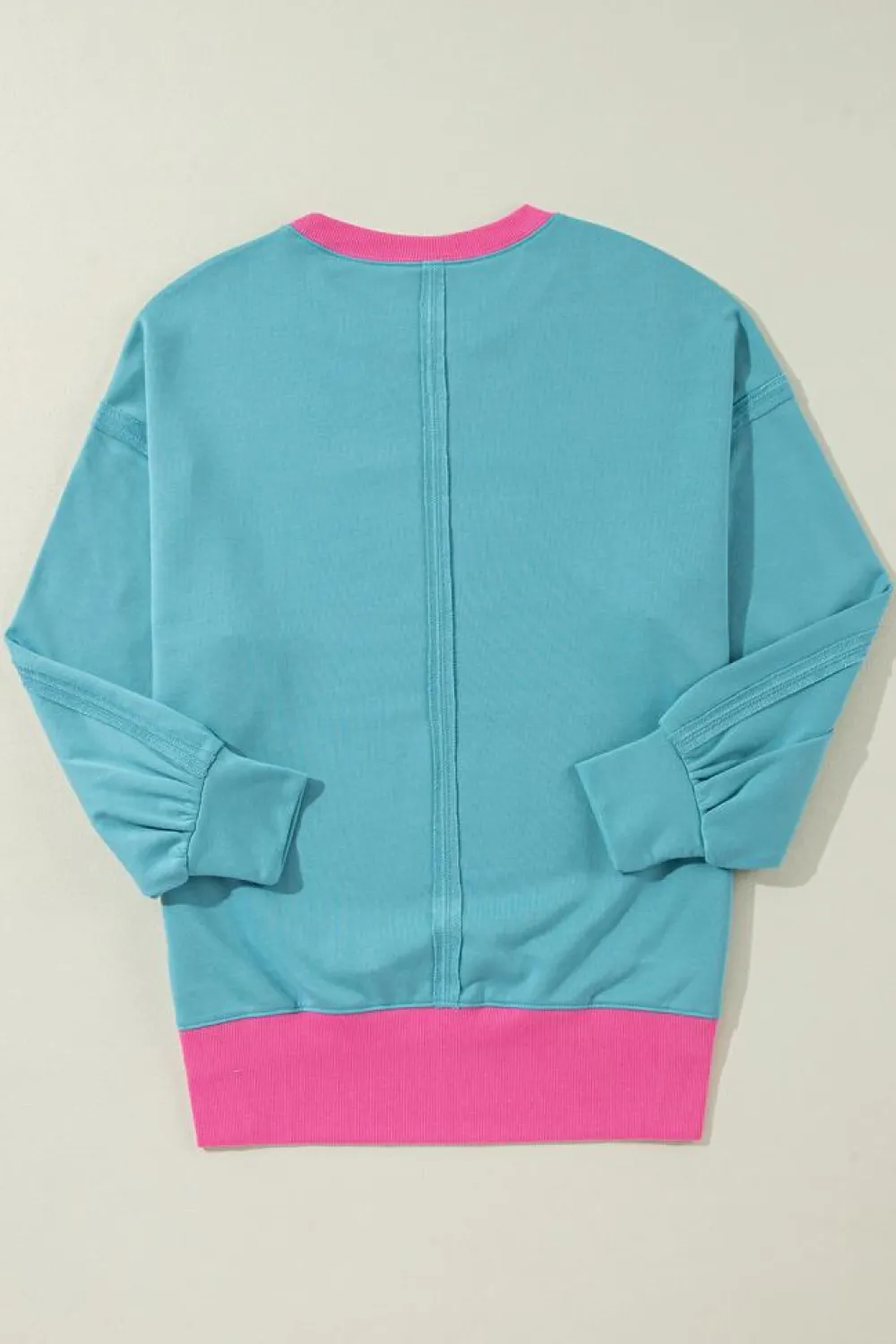 Outlet Dear-Lover Colorblock Patchwork Crew Neck Loose Sweatshirt Light Blue