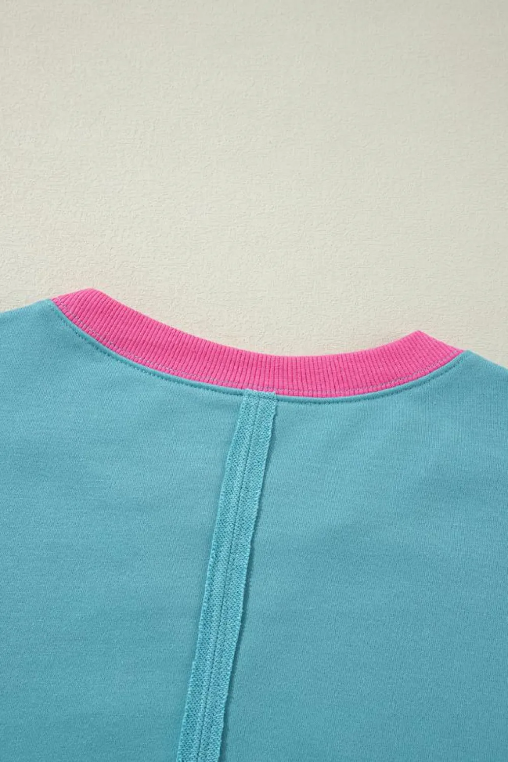Outlet Dear-Lover Colorblock Patchwork Crew Neck Loose Sweatshirt Light Blue