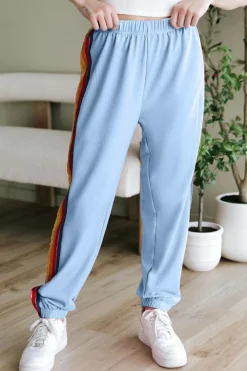 Sale Dear-Lover Counting Rainbows High Waist Sweatpants Light Blue