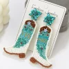 Outlet Dear-Lover Cowboy Boots Rice Bead Dangle Earrings Light Blue