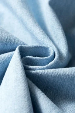 Fashion Dear-Lover Denim Collared Sleeveless Shirt Light Blue