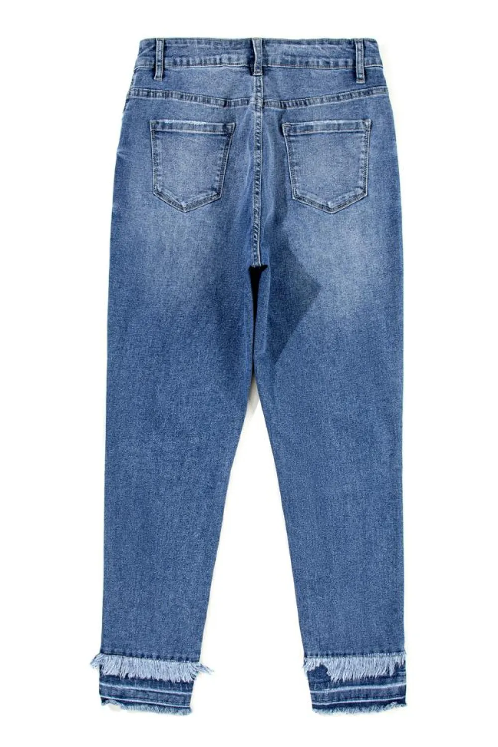 Clearance Dear-Lover Distressed Frayed Ankle Skinny Jeans Light Blue