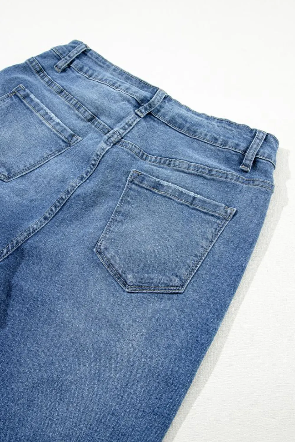 Clearance Dear-Lover Distressed Frayed Ankle Skinny Jeans Light Blue