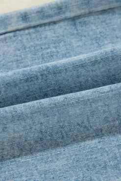 Clearance Dear-Lover Distressed Ripped Raw Hem Straight Jeans Light Blue