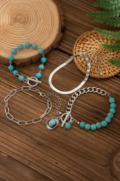 Discount Dear-Lover Multi Layered Western Turquoise Beaded Bracelet Set Light Blue