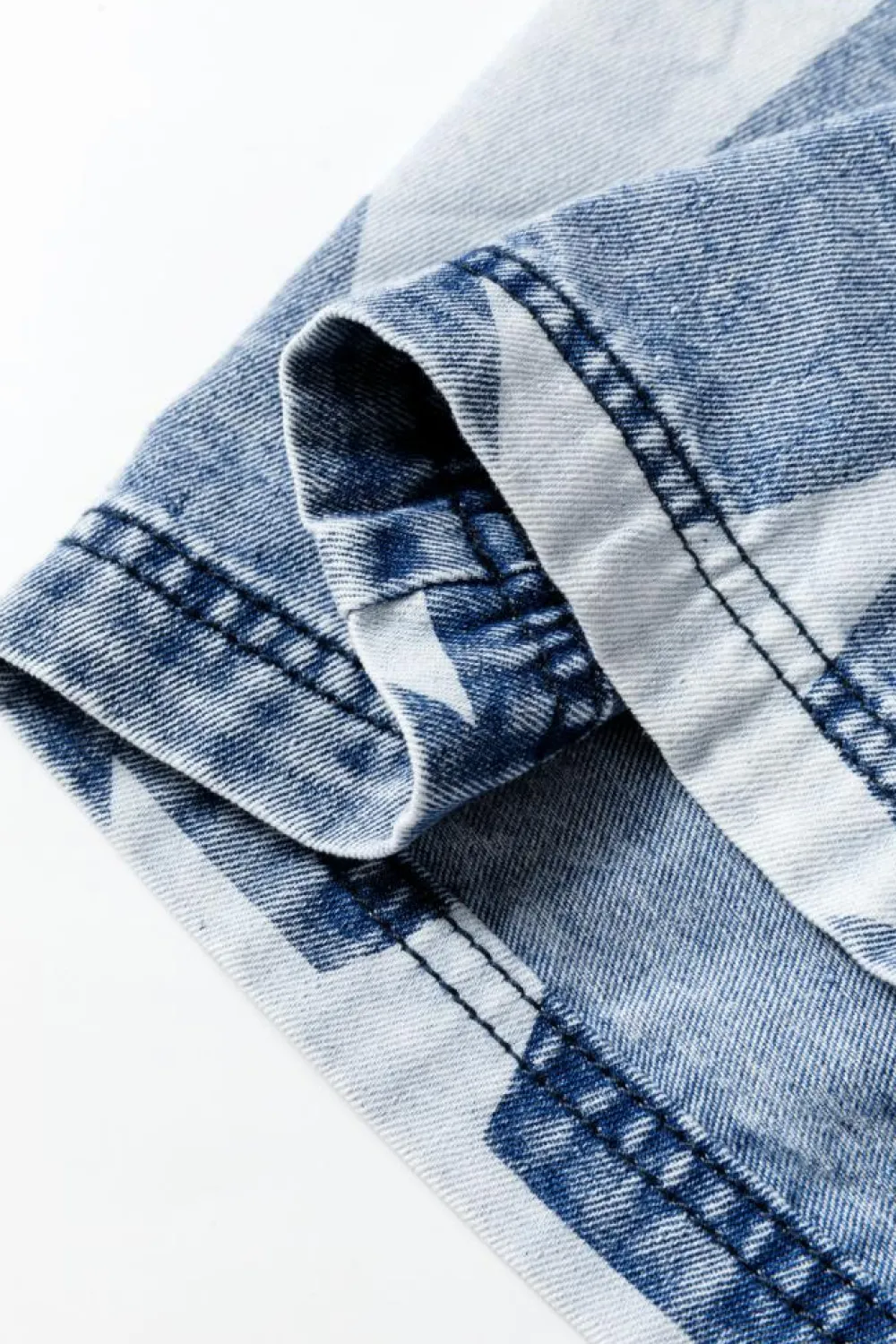 Best Dear-Lover Star Print Light Wash Drawstring High Waist Wide Leg Jeans Light Blue