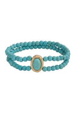 New Dear-Lover Turquoise Beaded Double Layered Anklet Light Blue