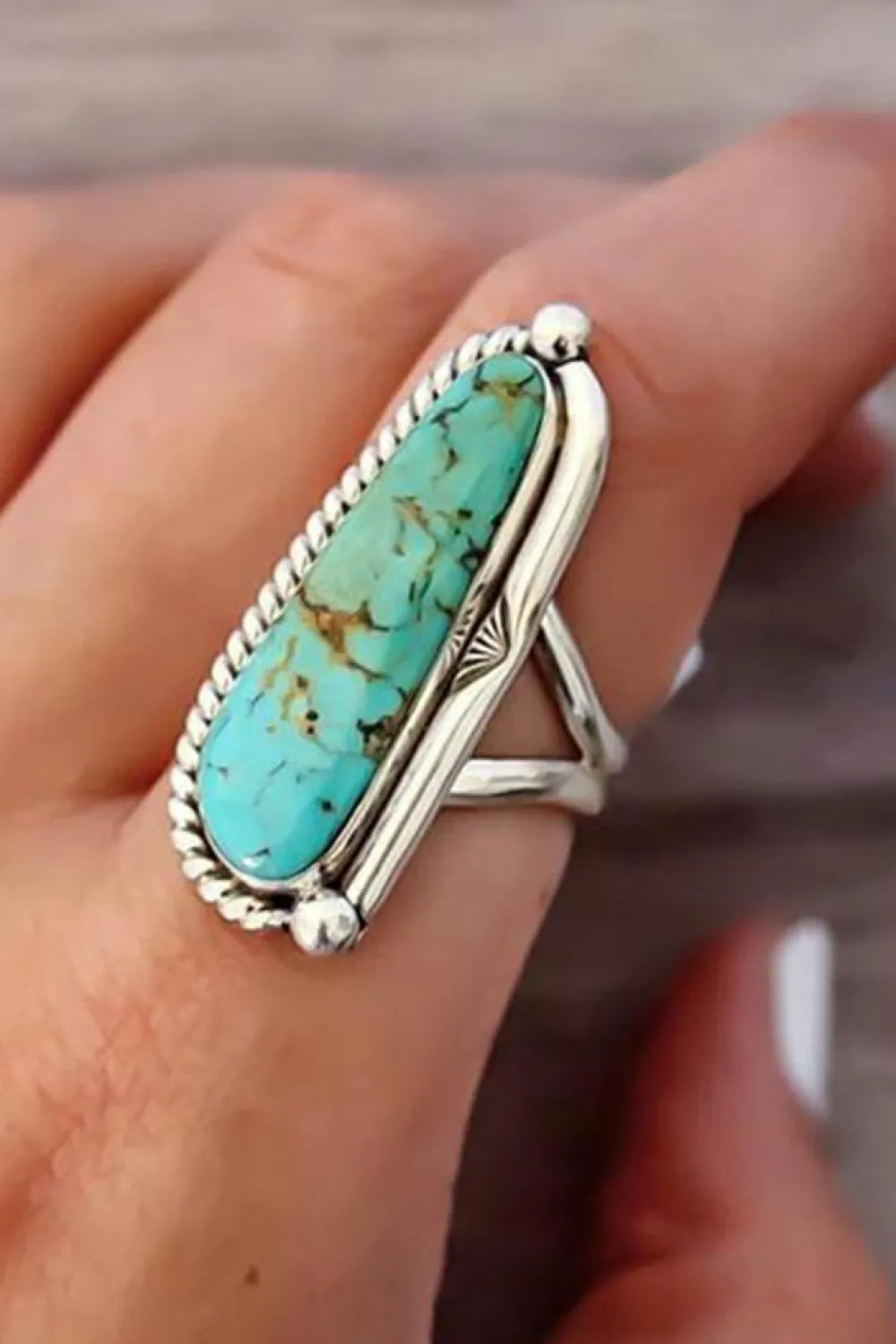 Best Dear-Lover Turquoise Decor Alloy Ring Light Blue